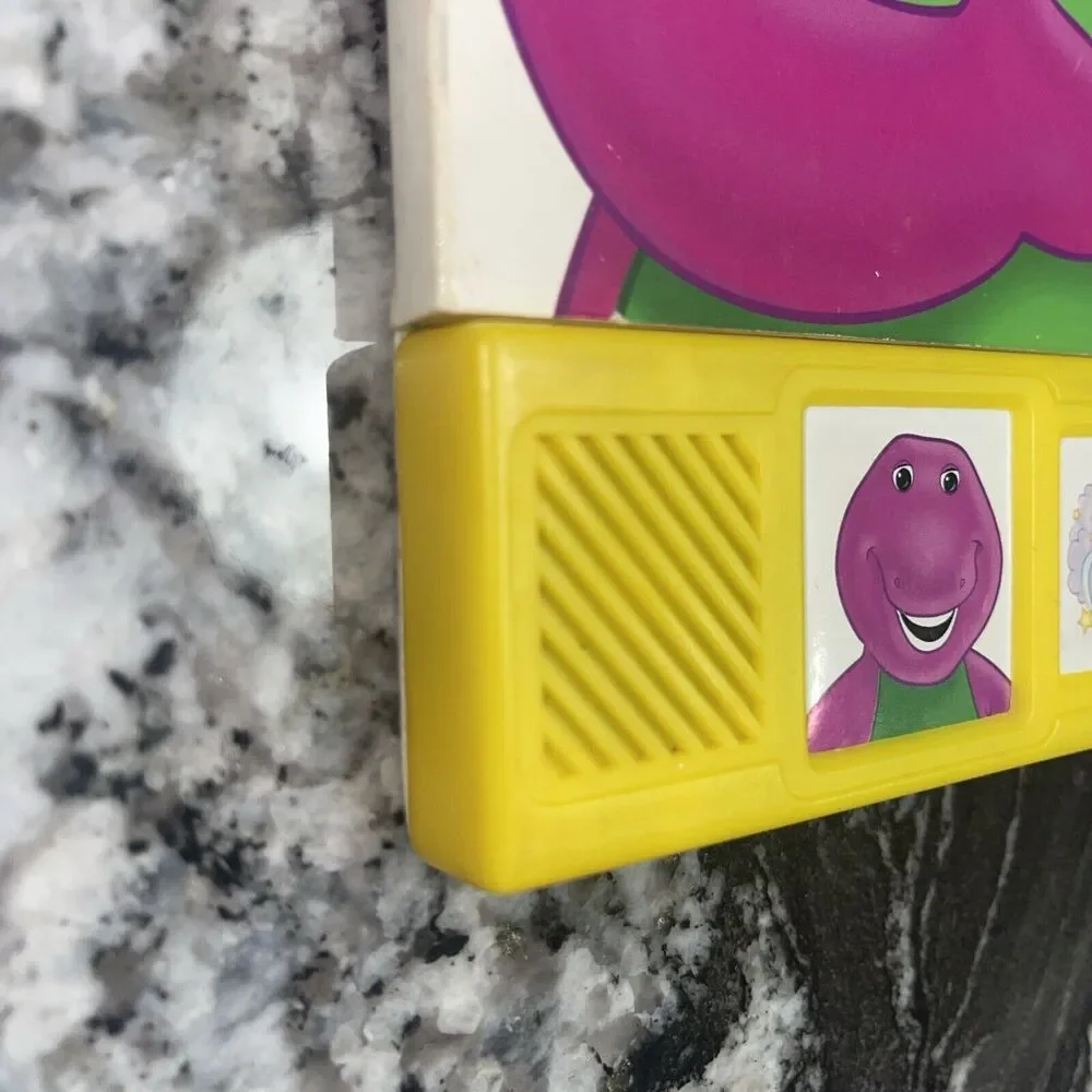 1997 BARNEY Interactive Talking Hardcover Children's Book Bedtime Story Dinosaur